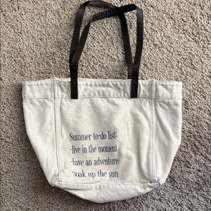 Thirty-One White Tote Bag with Black Handles